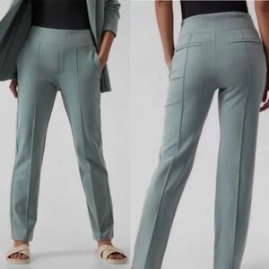 Athleta Eastbound Straight Leg Pants Dusty Sage Green Tencel Stretch 4 Tall SP22